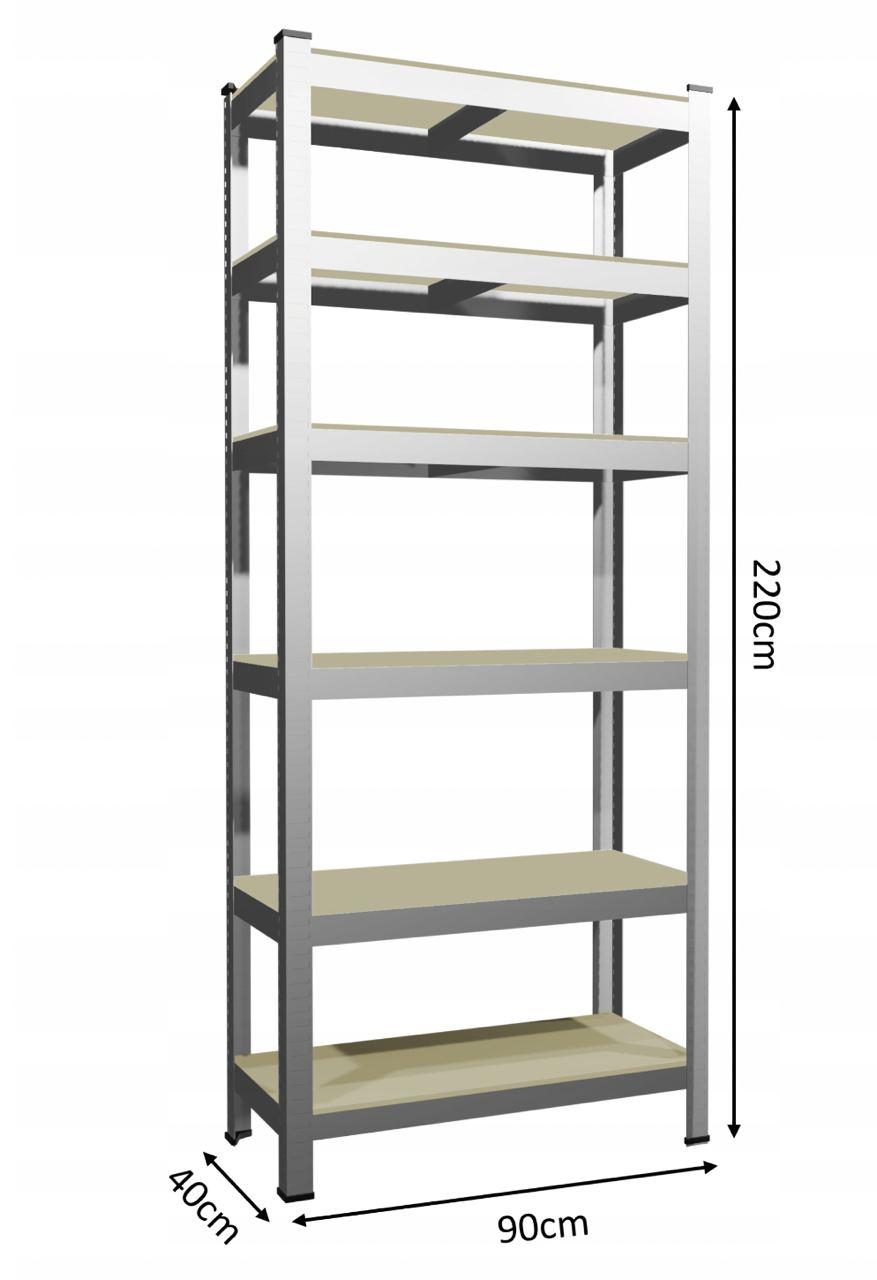 Стелаж металевий (220 x 90 x 40 см) 6 полиць, Сірий, фото 1
