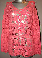 Светр кораловий, в'язання гачком