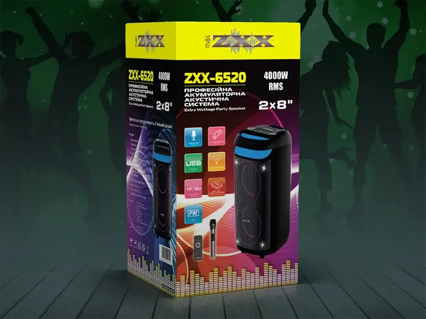 Акустическая переносная колонка ZXX-6520 80Вт 2x8