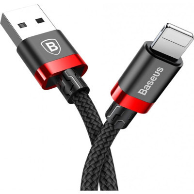 Дата кабель Baseus USB 2.0 AM to Lightning 1.0m Cafule Black-Red (CALKLF-B19), фото 1