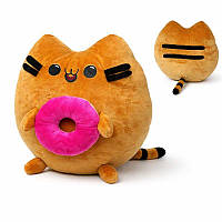 М'яка іграшка кіт Пушин круглий з пончиком 26 см рудий плюшевий кіт для дітей та подарунка