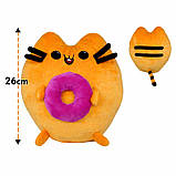М'яка іграшка кіт Пушин з пончиком 26см пухнаста плюшева іграшка для обіймів і подарунка дітям, фото 2