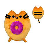 М'яка іграшка кіт Пушин з пончиком 26см пухнаста плюшева іграшка для обіймів і подарунка дітям, фото 3