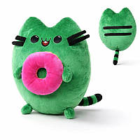 Іграшка пушин м'яка іграшка кіт з пончиком зелений 26см для обіймів і подарунка Dreamtoys Україна