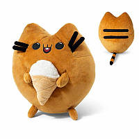 Пушин м’яка іграшка круглий кіт з морозивом 26 см рудий Dreamtoys Україна для дітей та подарунка