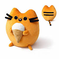 М'яка іграшка Пушин кіт круглий кіт пушин з морозивом 26см оранжевий для дітей Dreamtoys Україна