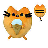 М'яка іграшка Пушин кіт круглий кіт пушин з морозивом 26см оранжевий для дітей Dreamtoys Україна, фото 3