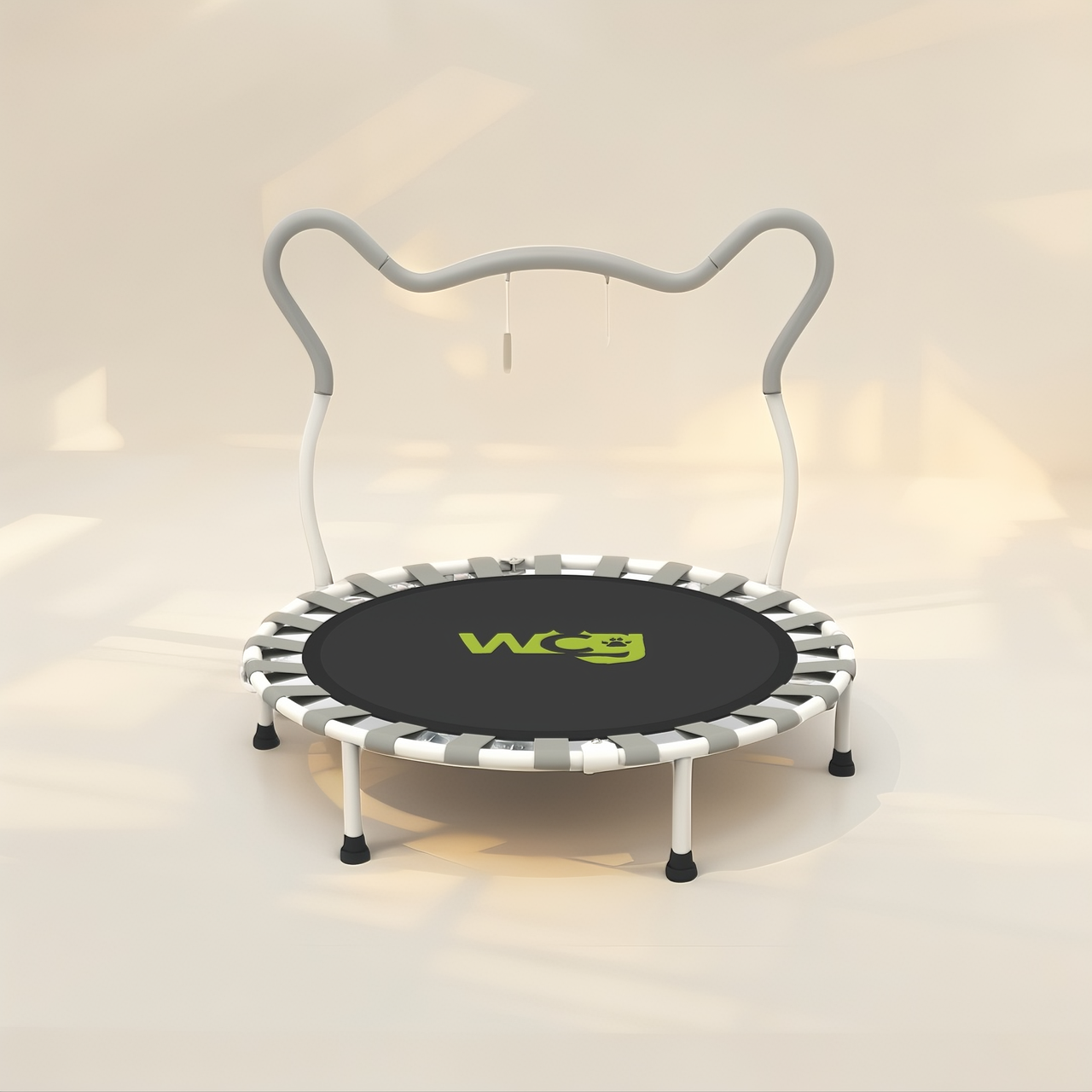 Дитячий батут для стрибків круглий з ручкою WCG Koala діаметром 108 см міні-батут кімнатний для дітей від 2 до 10 років Сірий