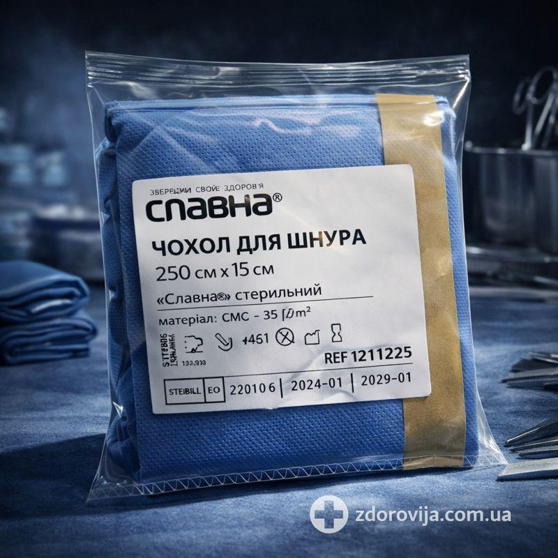 Чохол для шнура стерильний «Славна» (250 х 15 см), СМС 35 г/м², 50 шт/ящик²