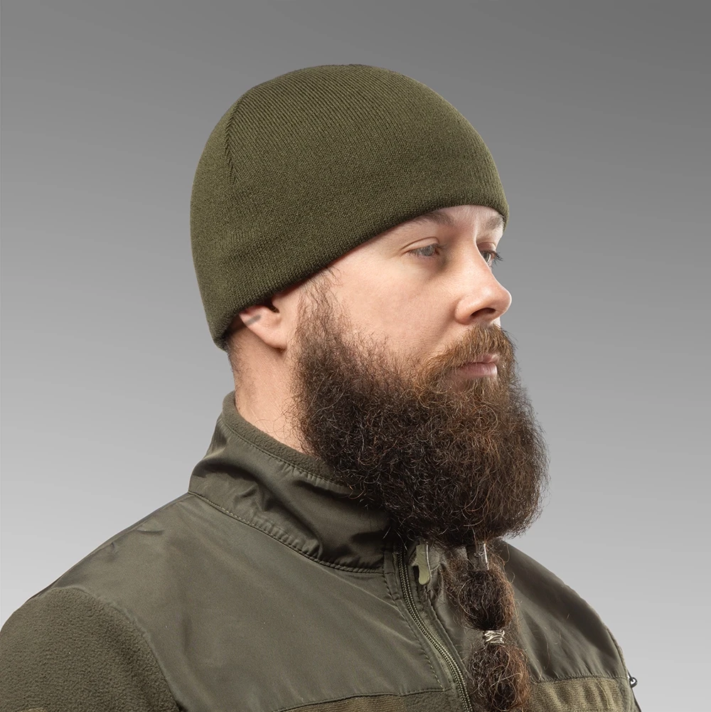 Шапка утеплена на флісі. Олива, фото 1