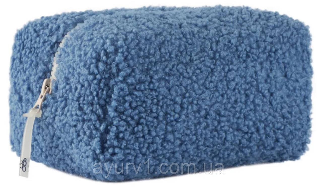 Косметичка TEDDY блакитного кольору — світла велика косметичка для дайсон та косметики розмір L