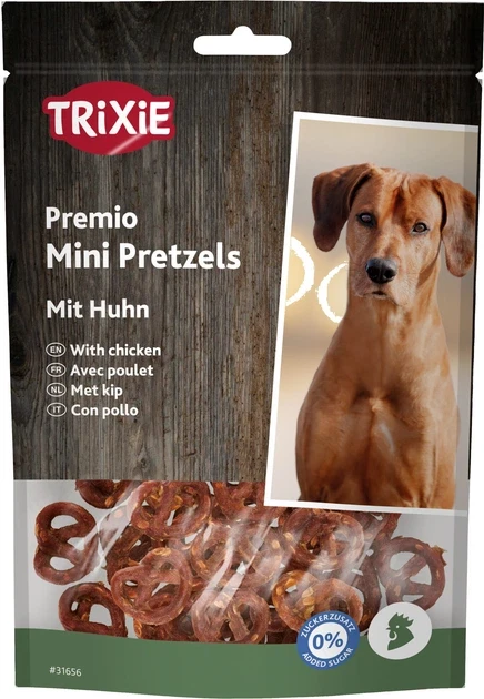 Ласощі для собак Trixie Mini Pretzels з куркою, м’які жувальні кренделі, 100 г, арт. 31656, фото 1