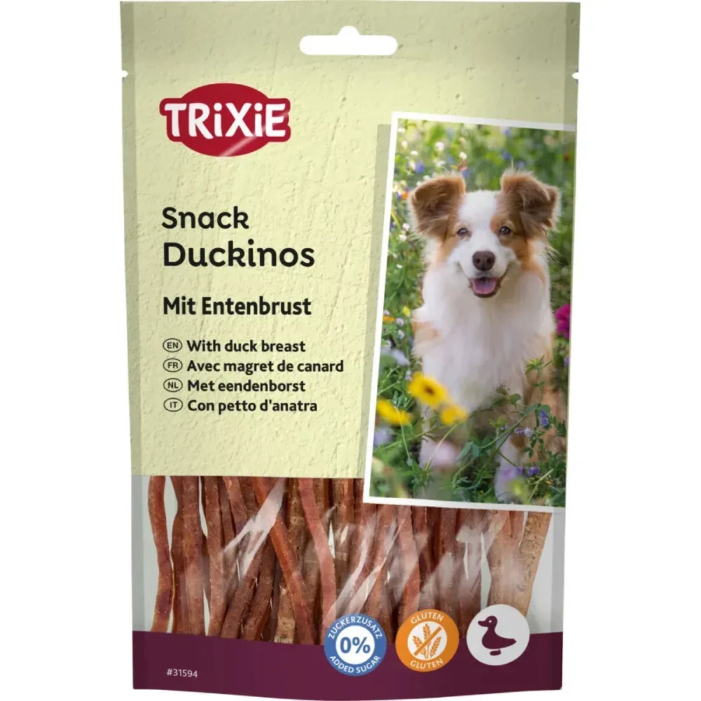 Ласощі для собак Trixie Premio Duckinos з качкою 80 г – м’ясні смаколики з качиного м’яса для дресирування та заохочення 31594