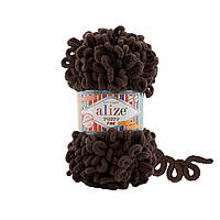 Пряжа Alize Puffy Fine 26 темний шоколадний (менші петлі)