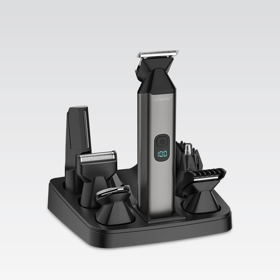 Набір бездротовий тример 6 в 1 Maestro MR-661, 800 мА·год, акумуляторний портативний тример, для стриження волосся вусів бороди, фото 1