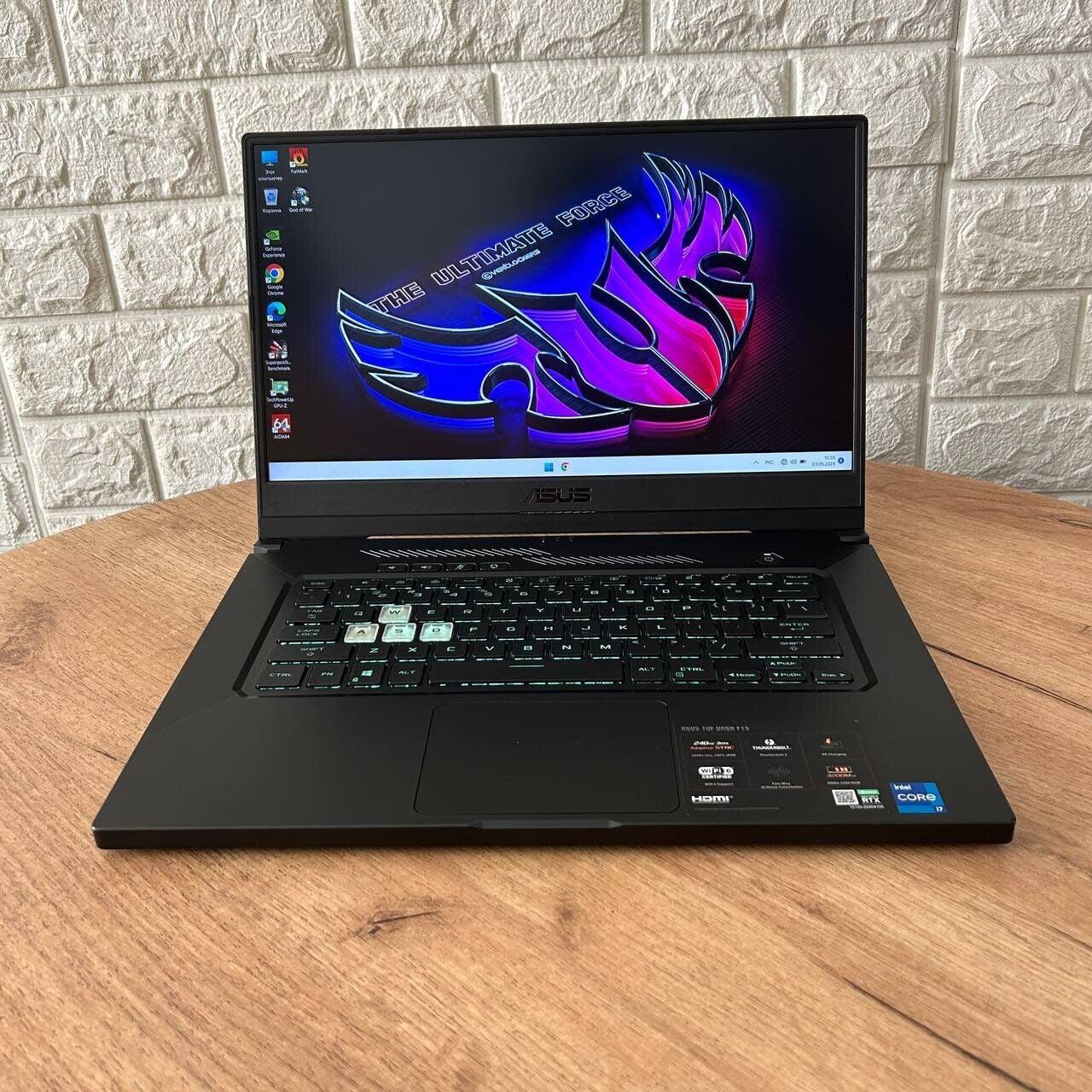 Б/в Ігровий ноутбук Б-клас Asus TUF Dash F15 FX516PR 15.6" 1920x1080| i7-11370H| 16GB RAM| 1000GB SSD NVMe| RTX 3070 8GB