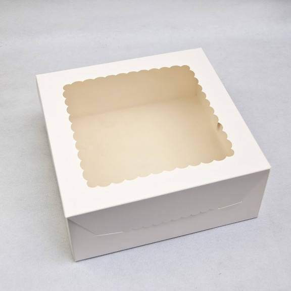 

Коробка для торта "Белая" с окошком 25*25*10 см, Белый