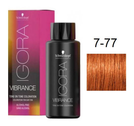 

Краска для волос Schwarzkopf igora Vibrance безаммиачная 7-77 Средне- русый медный экстра 60 мл