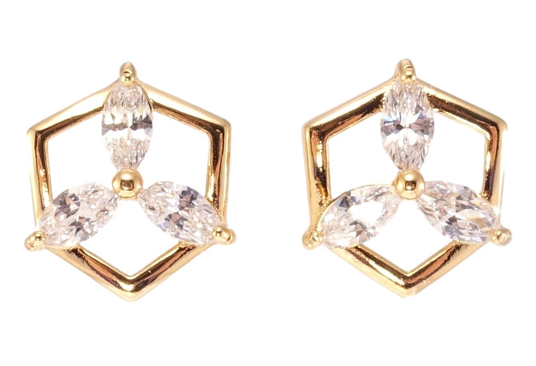 

Серьги Xuping Позолота 18K гвоздики (пусеты) "Цветочный орнамент из циркония"