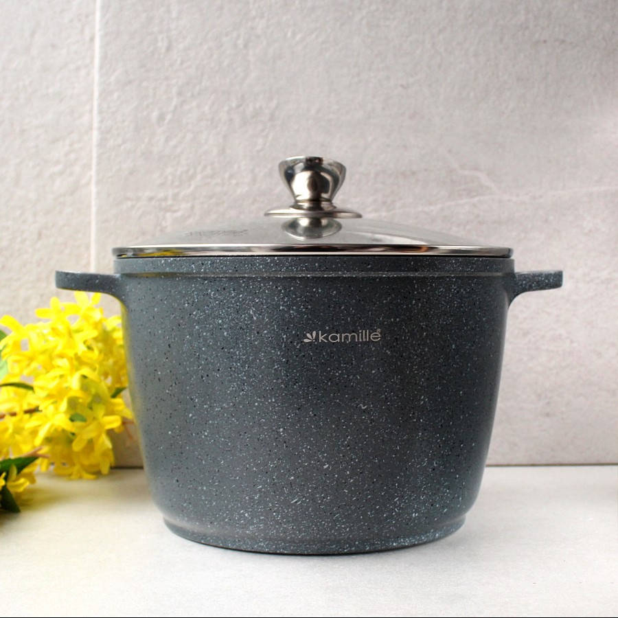 

Глубокая чудо-кастрюля с антипригарным гранитным покрытием 10 л для всех типов плит, Серый