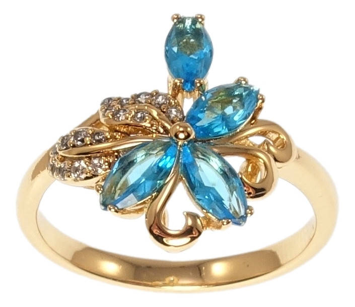 

Кольцо Xuping Позолота 18K "Изящный цветок с голубым цирконием" р.18.5