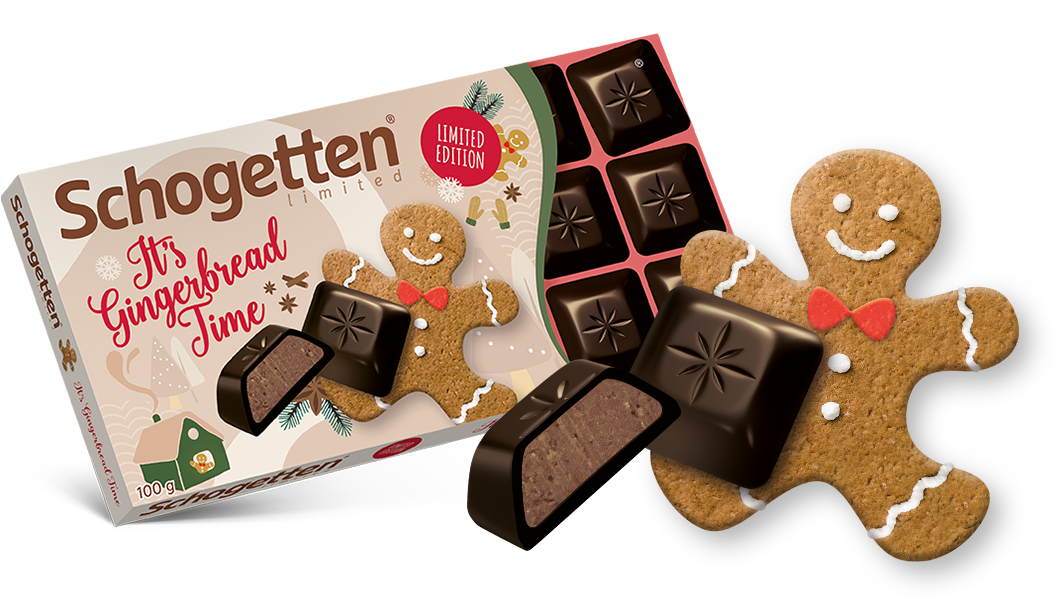 

Черный шоколад Schogetten It's Gingerbread Time с кремом со вкусом имбирного печенья 100 грамм