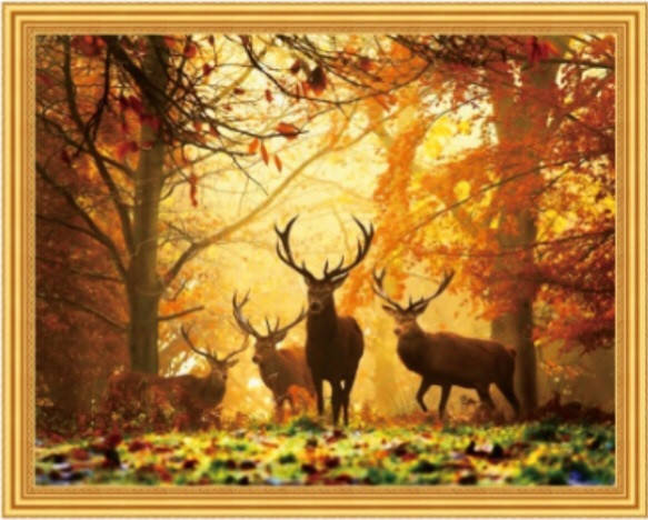

50*40см Осенние олени, алмазная живопись, полная выкладка