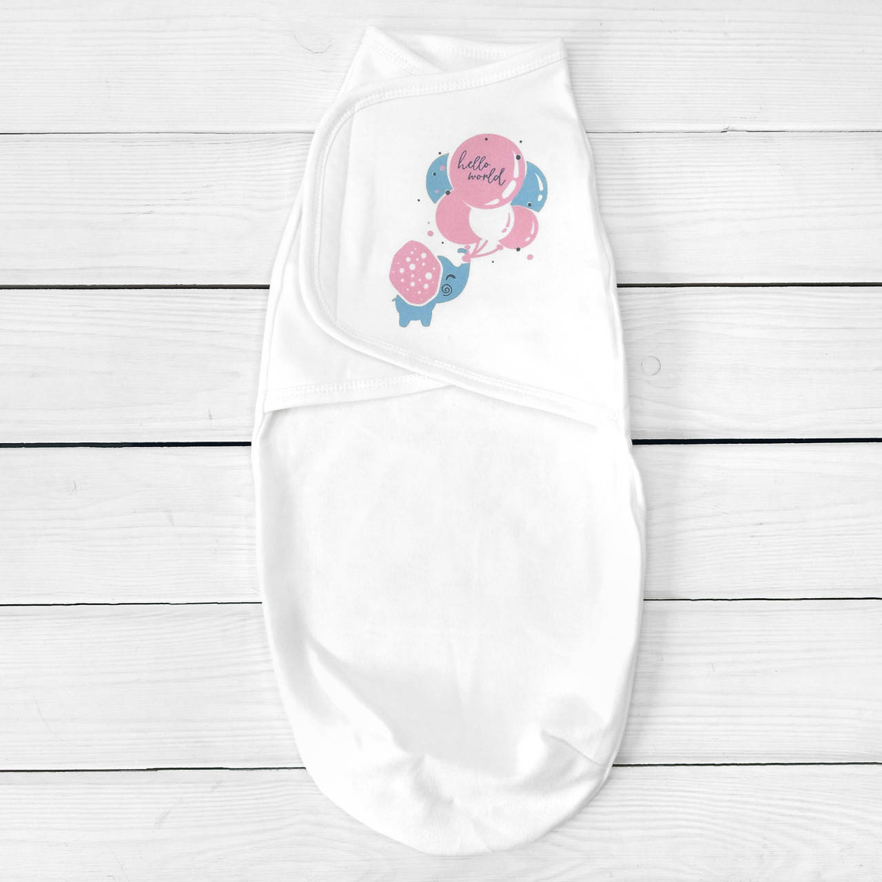 

Пеленка кокон на липучке Hello World Футер для новорожденных, Молочный