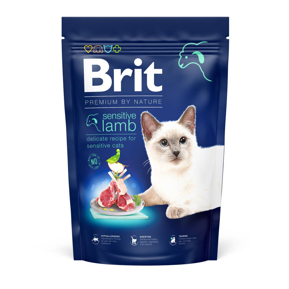 

Сухой гипоаллергенный корм для кошек Brit Premium by Nature с ягненком 1,5кг