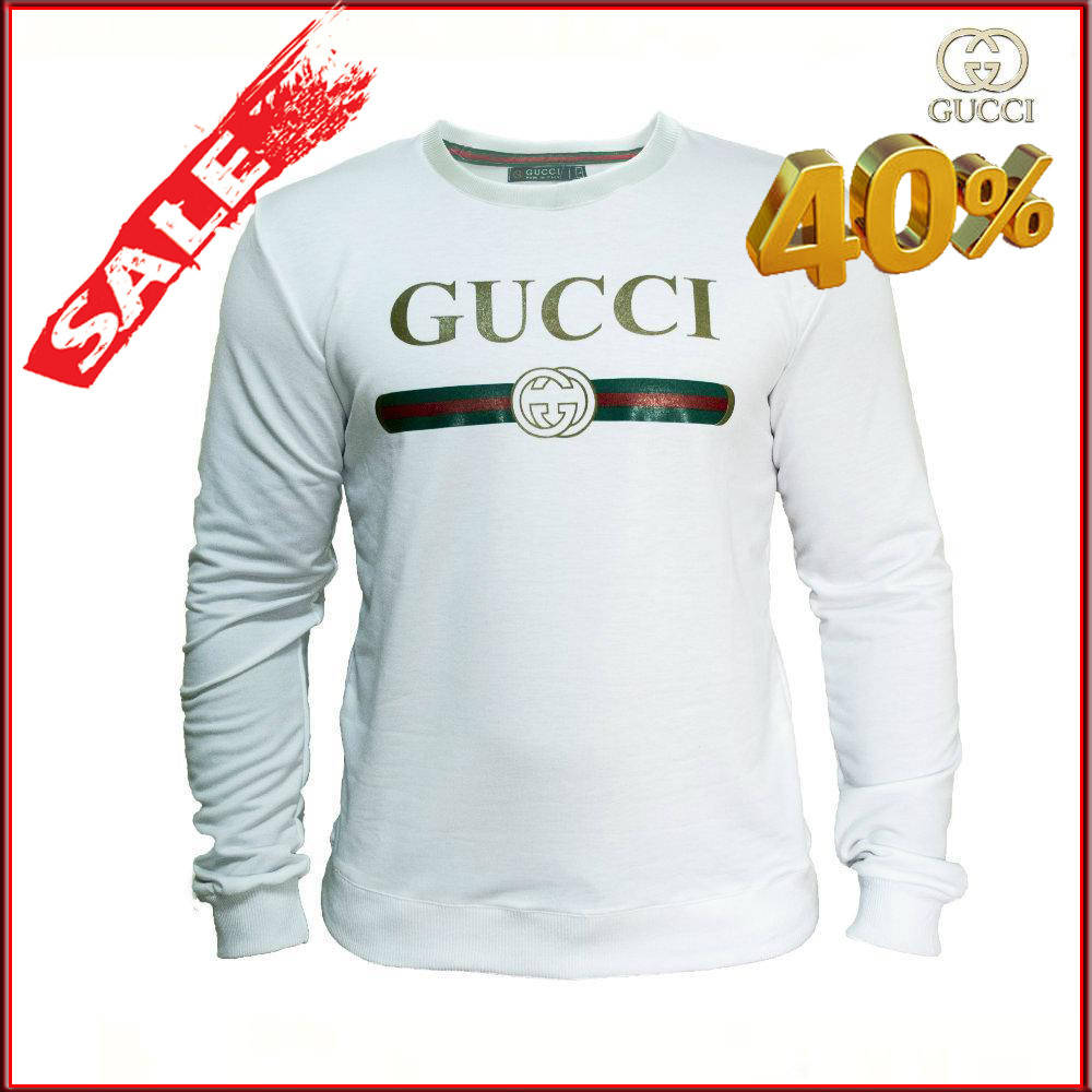 

Мужской свитшот GUCCI WHITE. Турция. Весна Осень. Мужская одежда.Белый 54