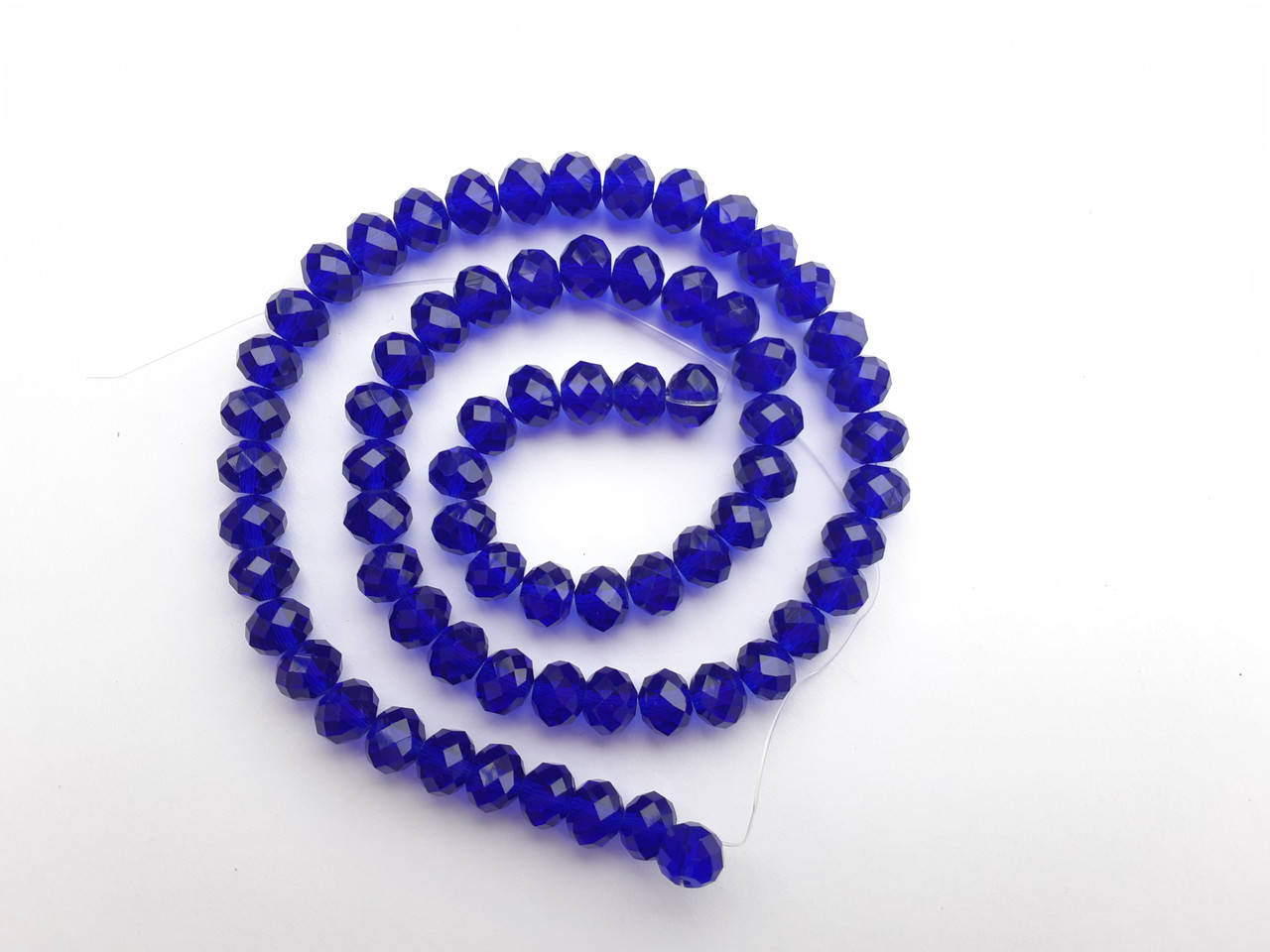 

Бусины "рондель"на нитке d-8x6мм стекло цвет темно васильковый прозрачное L-42см