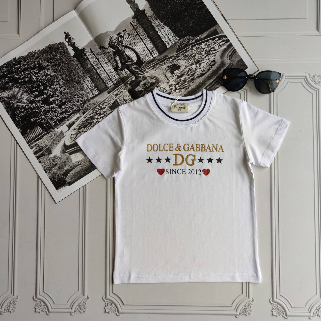 

Детская, подростковая белая футболка Dolce Gabbana для девочки, Белый