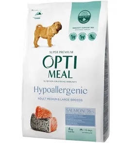 

Сухий корм OptiMeal для собак середніх та великих порід, гіппоалергенний, лосось 4 кг
