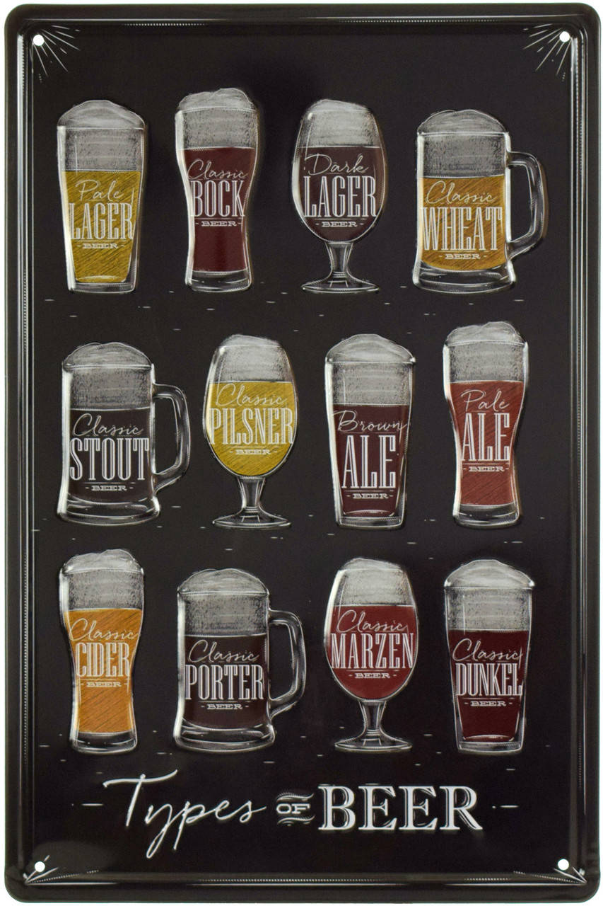 

Металлическая табличка "Типы Пива / Types Of Beer" (ms-001316)