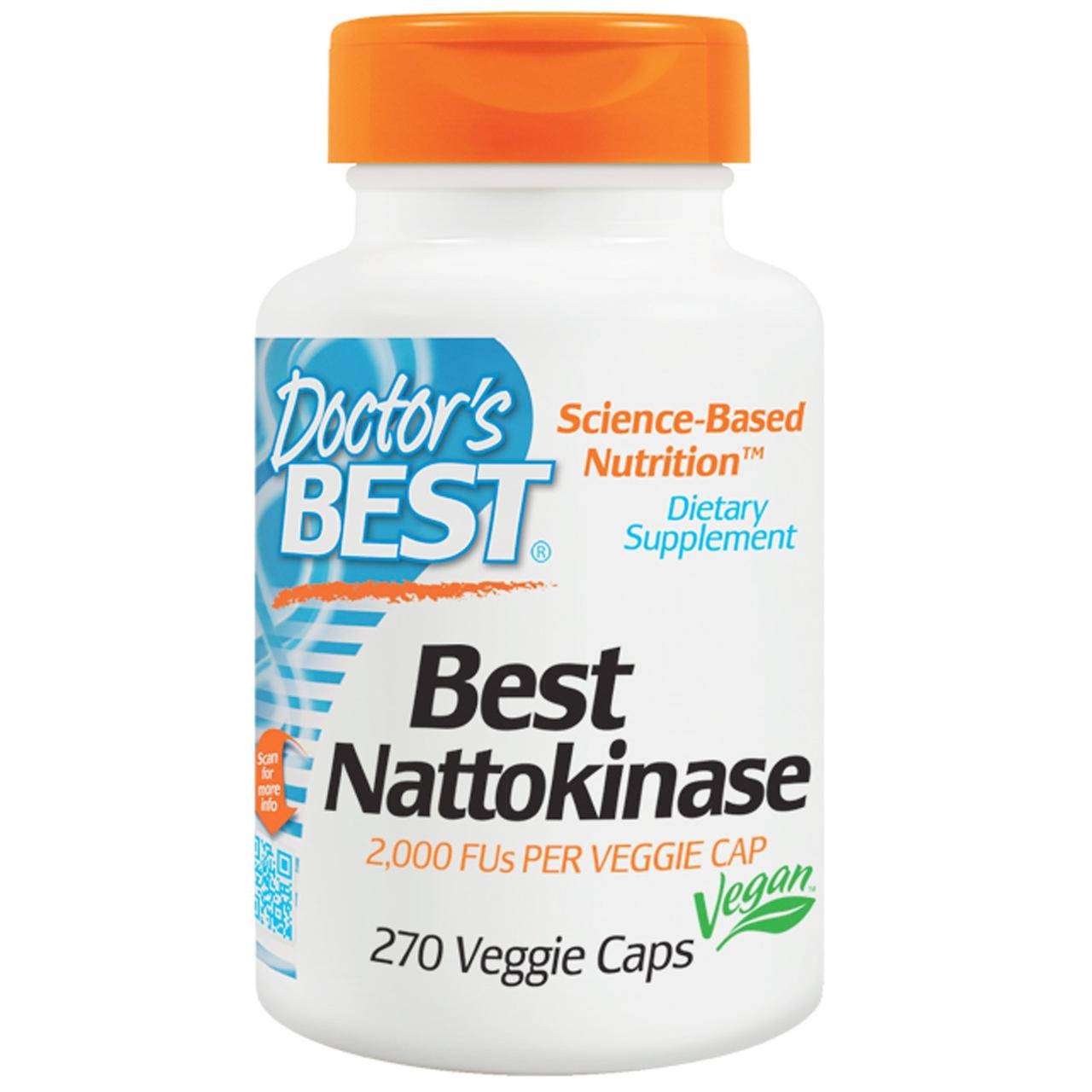 

Doctor's Best, наттокиназа, 2000 FU, 270 вегетарианских капсул