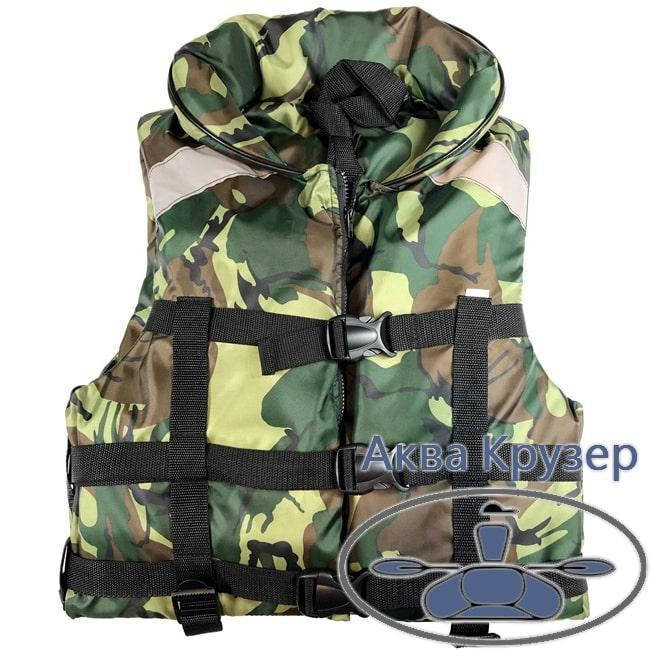 

Страховочный жилет (спасательный жилет), 100-120 кг, с воротником, камуфляж, сертифицированный, Зелёный