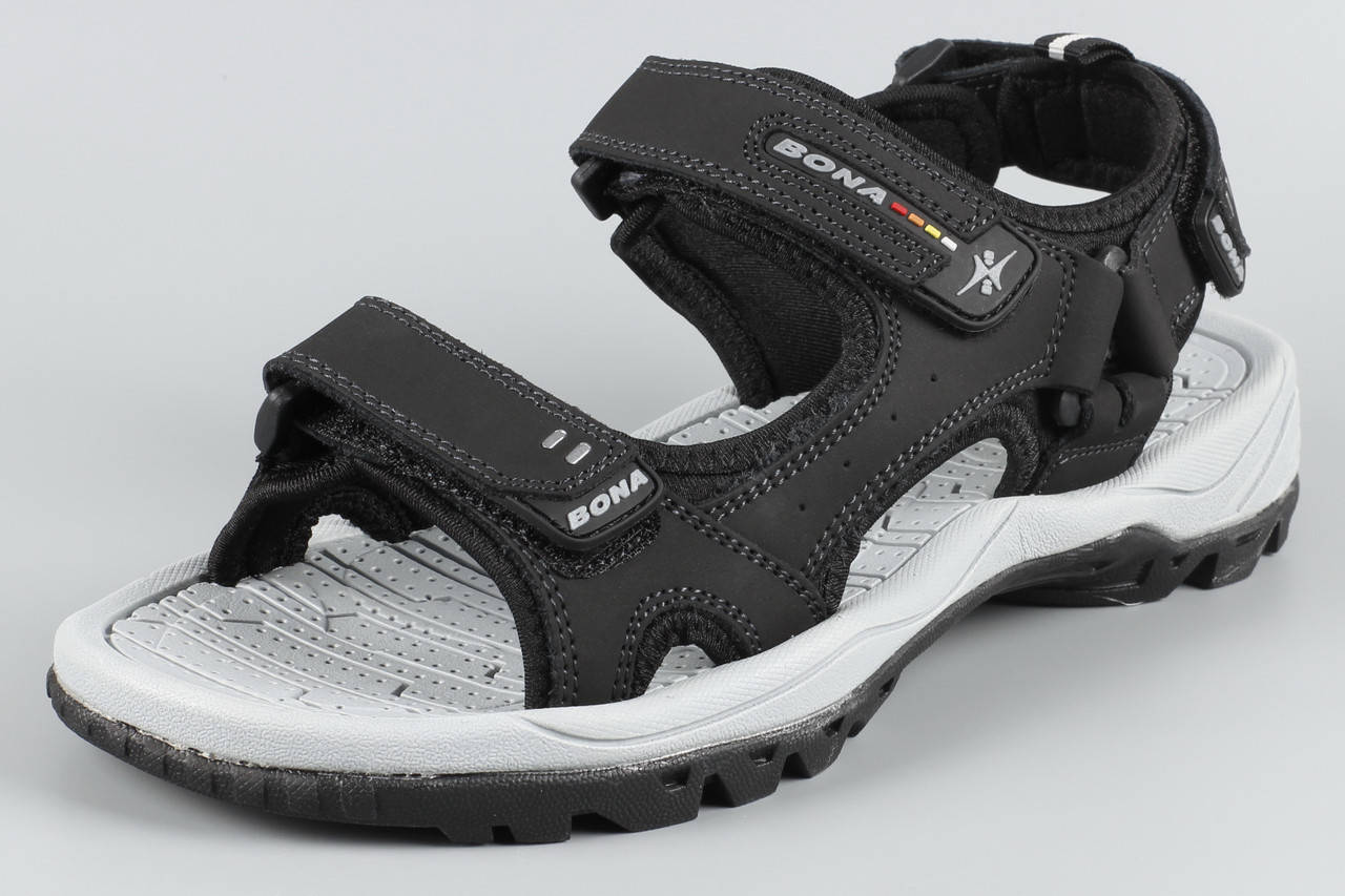 

Сандалии босоножки мужские кожаные на липучке черные Bona 712D Бона Размеры 42 43 44, Черный