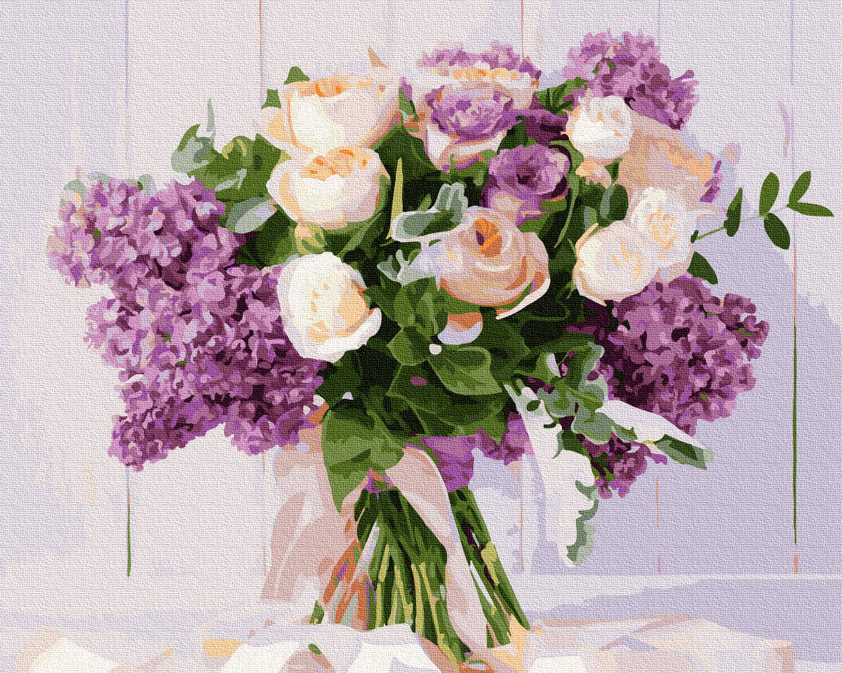 

УЦЕНКА Картина по Номерам Розы и сирень 40х50см