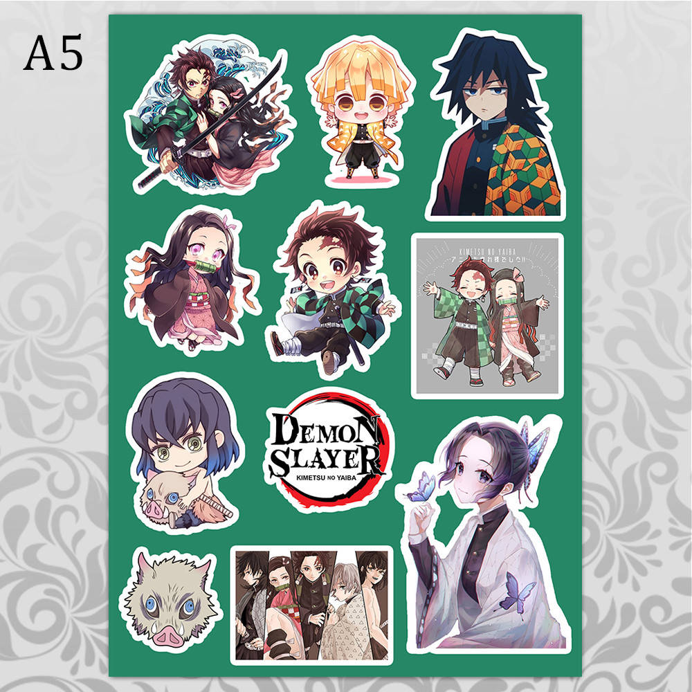 

Стикеры Аниме Kimetsu no Yaiba без порезки, Разные цвета