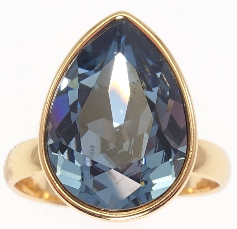 

Кольцо Xuping Позолота 18K с кристаллами Swarovski "Крупный Кристалл Montana в огранке капля" р.17-18