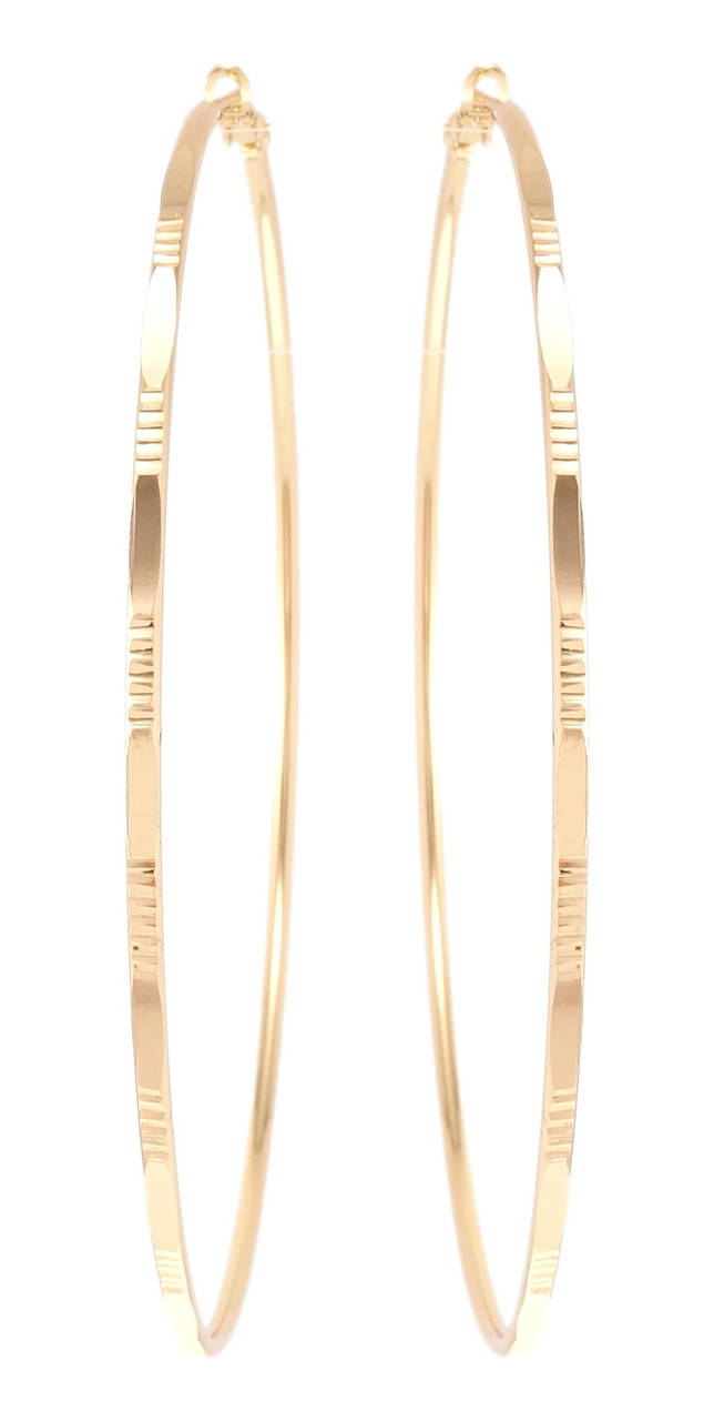 

Серьги Xuping M&L желтый оттенок кольца (конго) "Классика с декоративным узором" ø 9см