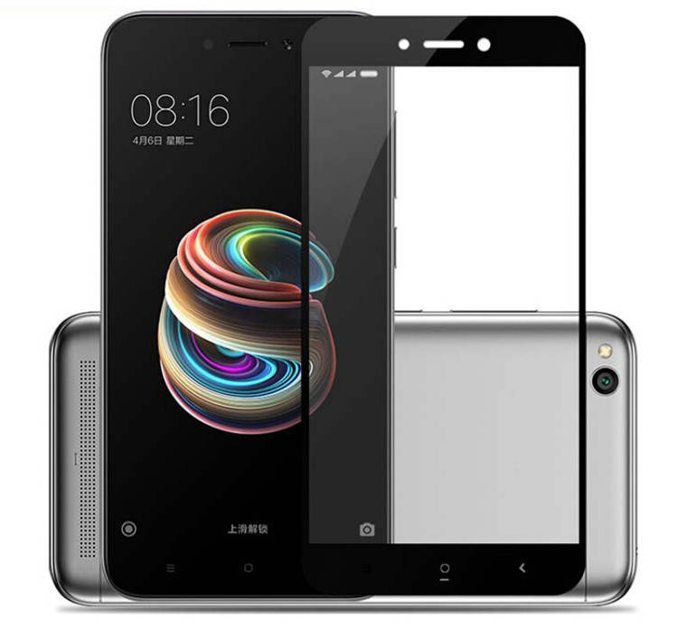 

Защитное стекло для Xiaomi Redmi 5a с черными рамками 2,5d, Черный