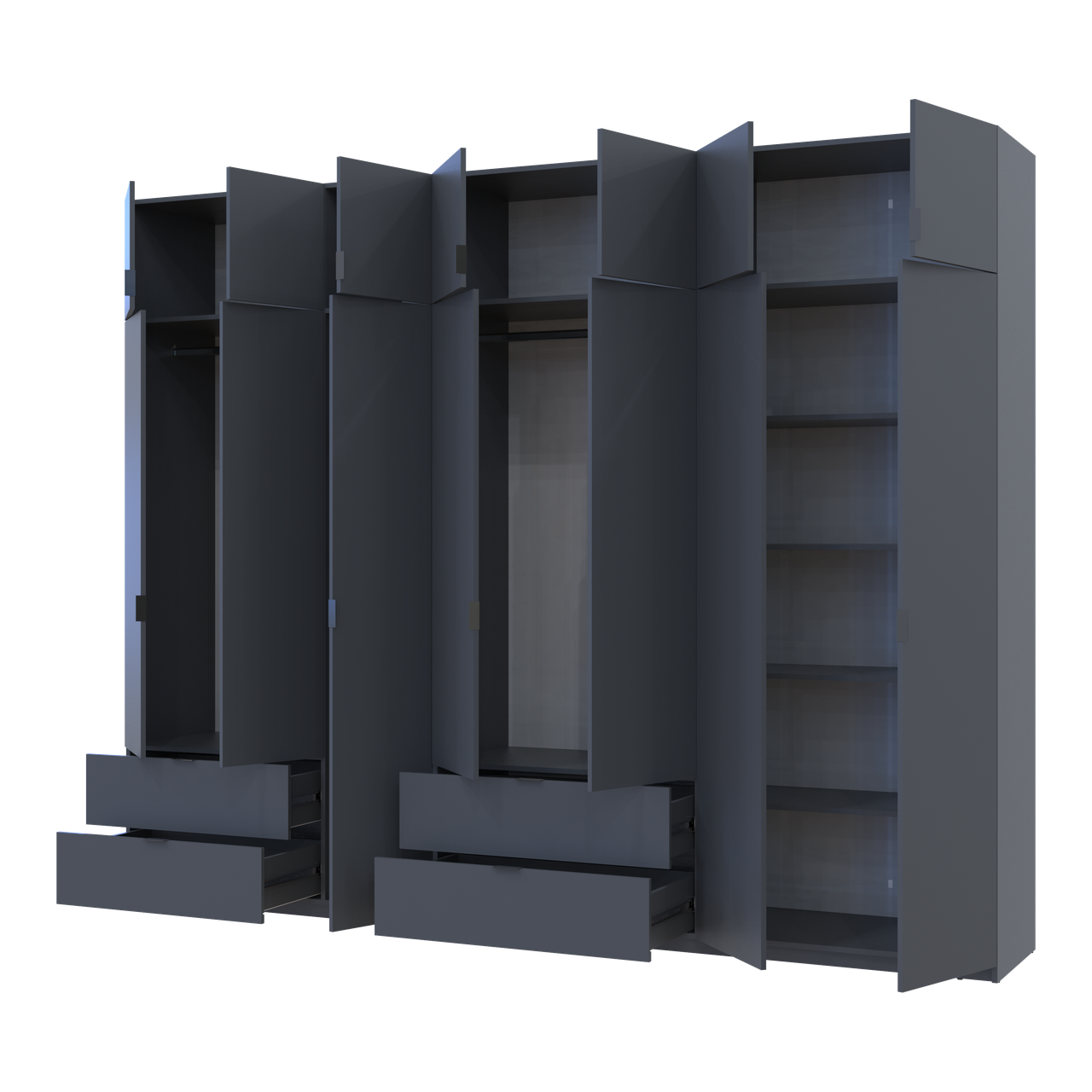 Розпашна Шафа для одягу Doros Лукас Графіт 3+4 ДСП 300х50х240 (42005133) 2