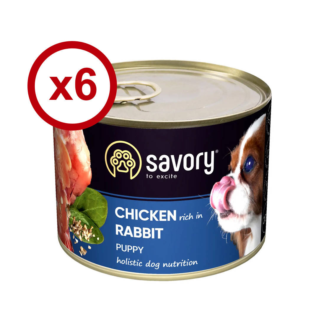 

Savory влажный корм для щенков 200 г *6 шт (курица и кролик)