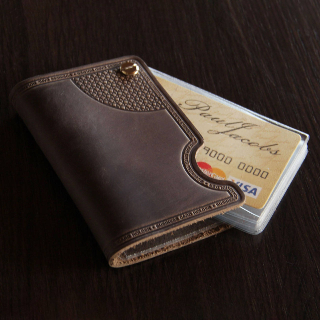 

Кожаный картхолдер, визитница PJ темно-коричневый