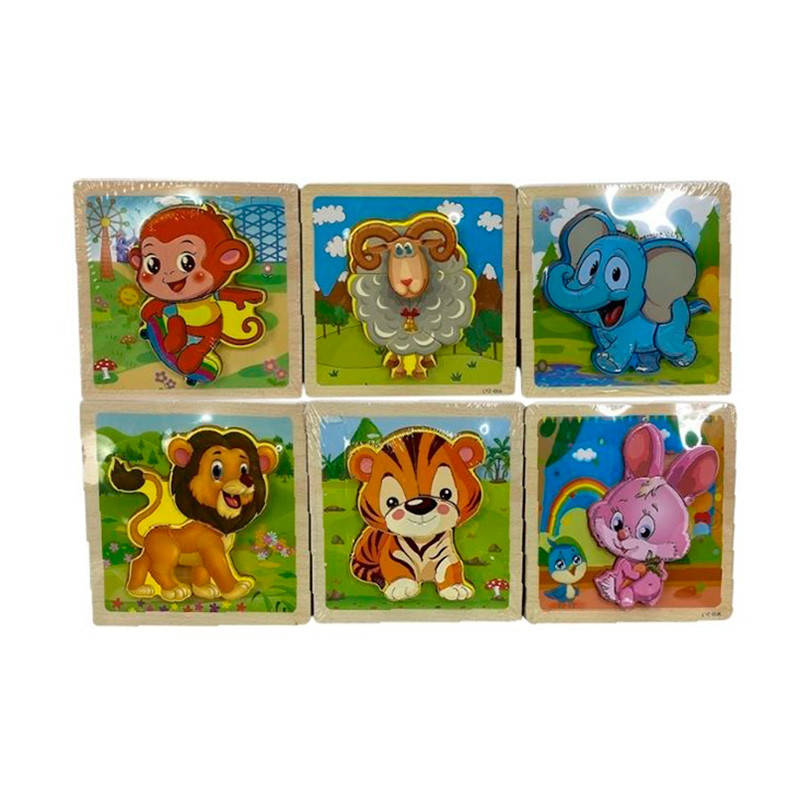 

Игрушка Деревянные пазлы С 39029 "Животные", 6 видов