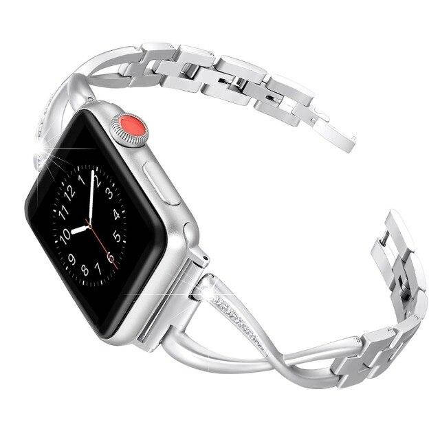 

Ремешок металический для Apple Watch Diamond 38mm/40mm/41mm Silver серебро