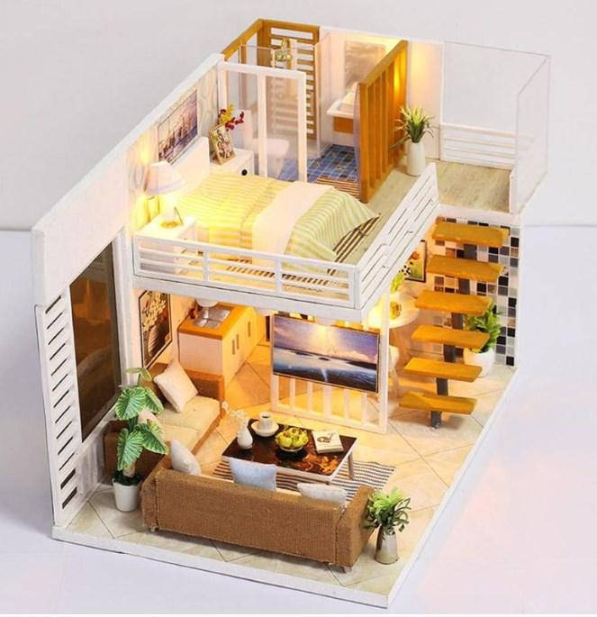 

Кукольный домик, миниатюра, двухэтажный, DIY набор для сборки, ночник