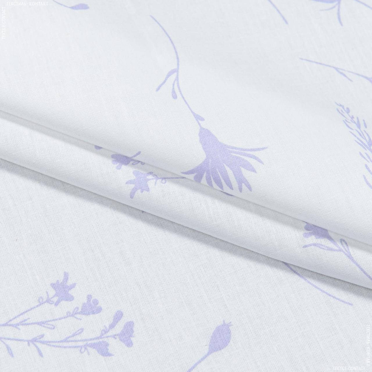 

Бязь набивная ткч васильки лавандовые на белом, Фиолетовый