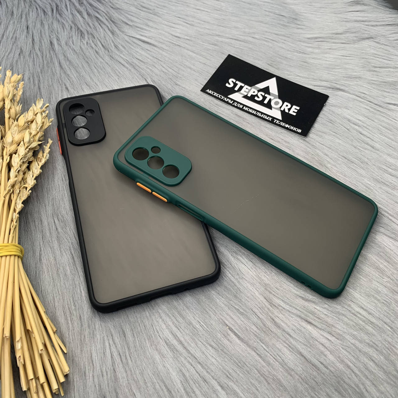 

Чехол матовый противоударный для Samsung M52 М526 с закрытой камерой чёрный прозрачный, Черный